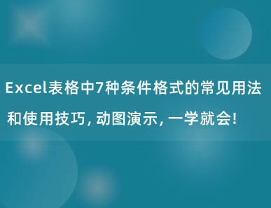 Excel表格中7种条件格式的常见用法和使用技巧，动图演示，一学就会